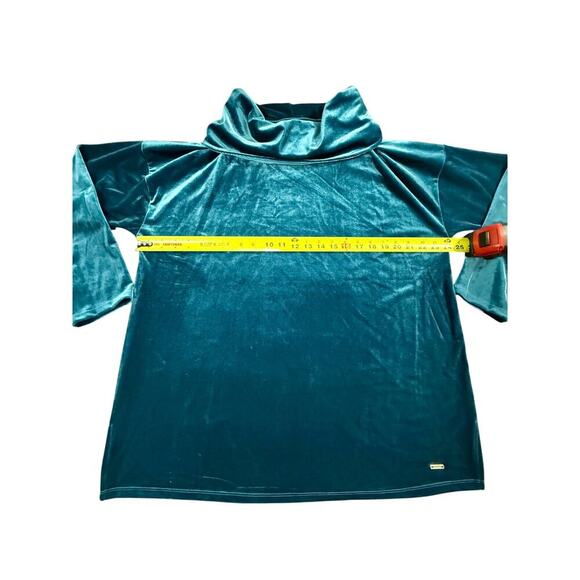 Jones New York Women's Velour Pullover Tunic Top Cowl Neck Long Sleeve XL Blue - Picture 3 of 8